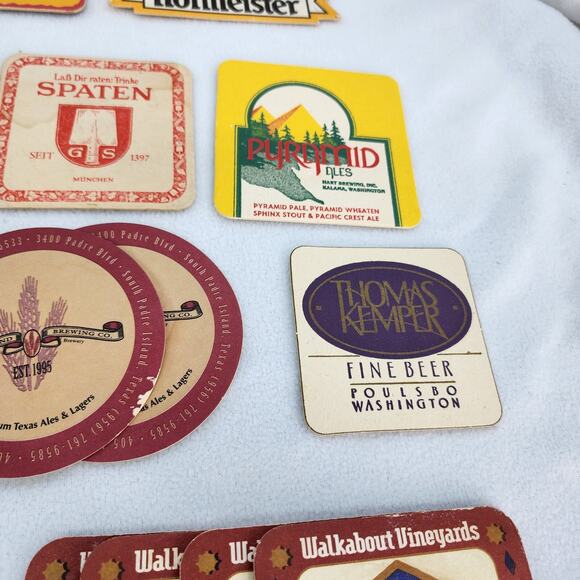 LOT Of 26 Coasters Craft Brewery Restaurant Cocktail - Leather - Slat - Paper - Picture 4 of 7